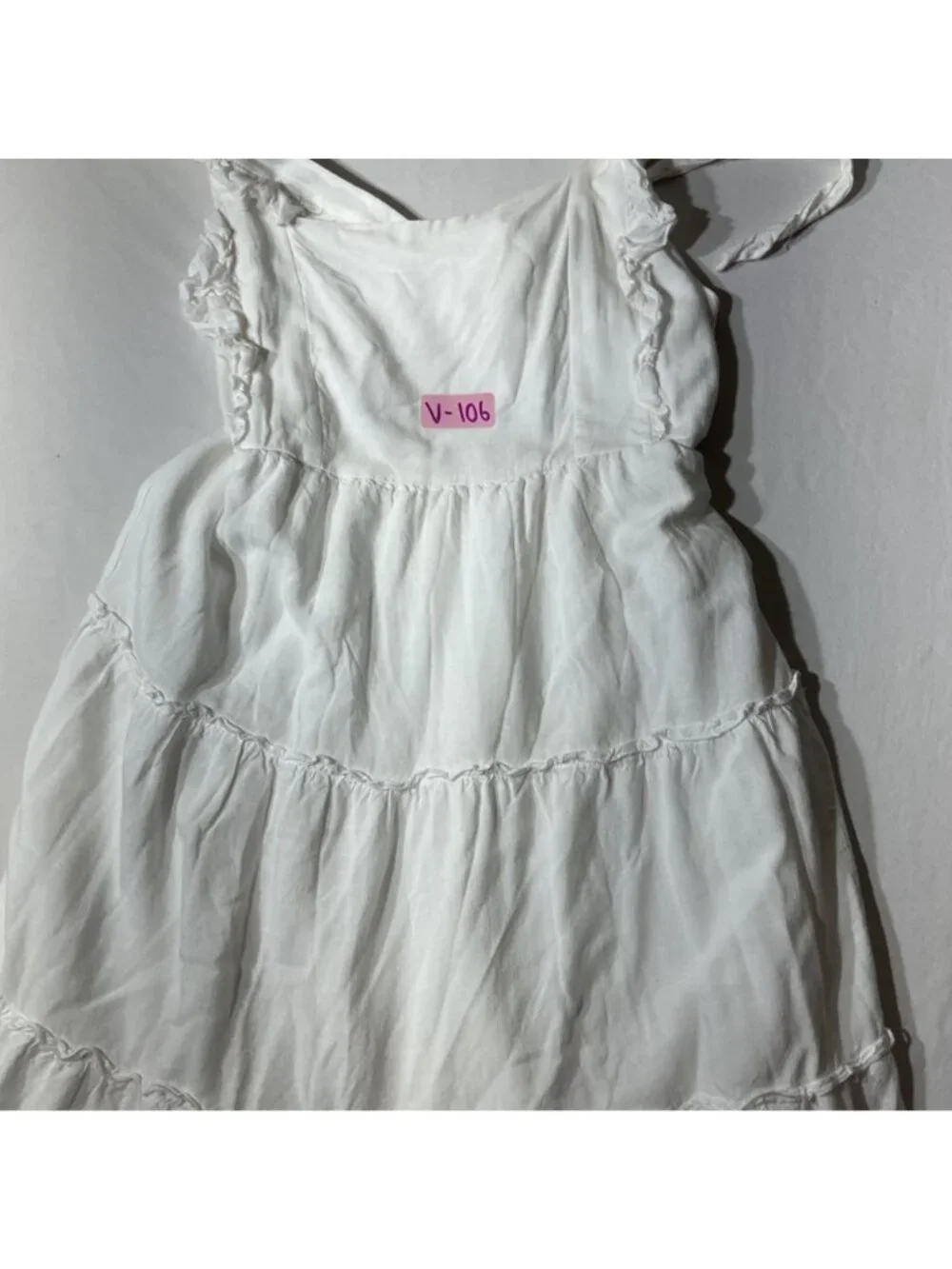 White Ruffle Sleeve Tiered Maxi Dress With Square Neckline size L - Picture 11 of 11